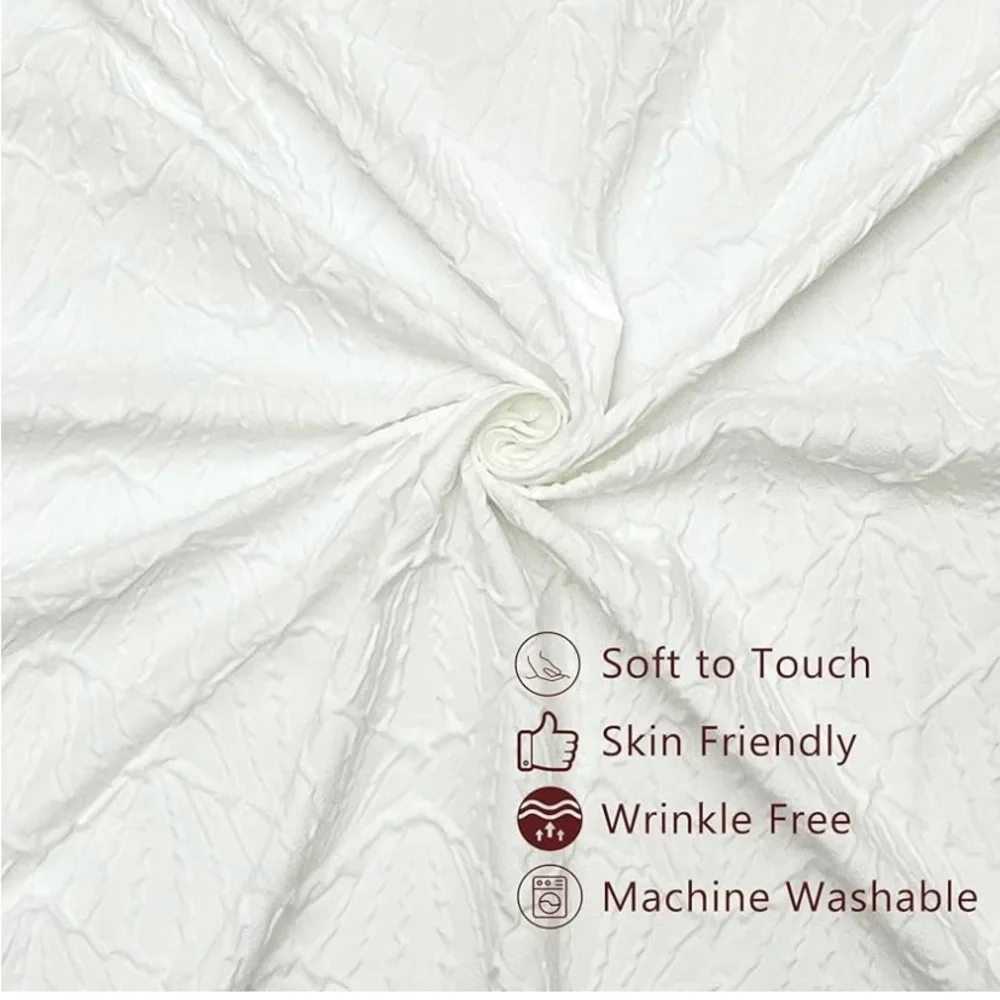 NWOT NEW White Scallop Shaped Textured Shower Curtain Coastal Water Resistant